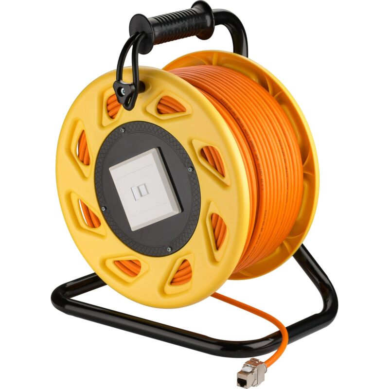 Rallonge enrouleur CAT7 S / FTP avec connecteur CAT6A Keystone - RJ45 - 90 mètres