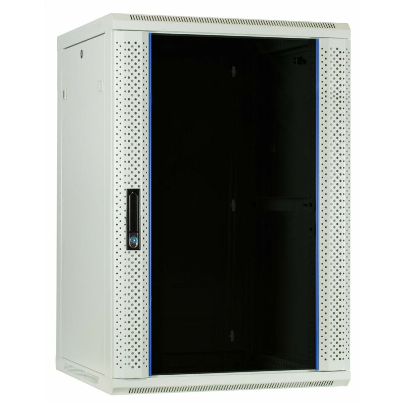 Baie murale blanche 18U avec porte en verre 600x600x900mm
