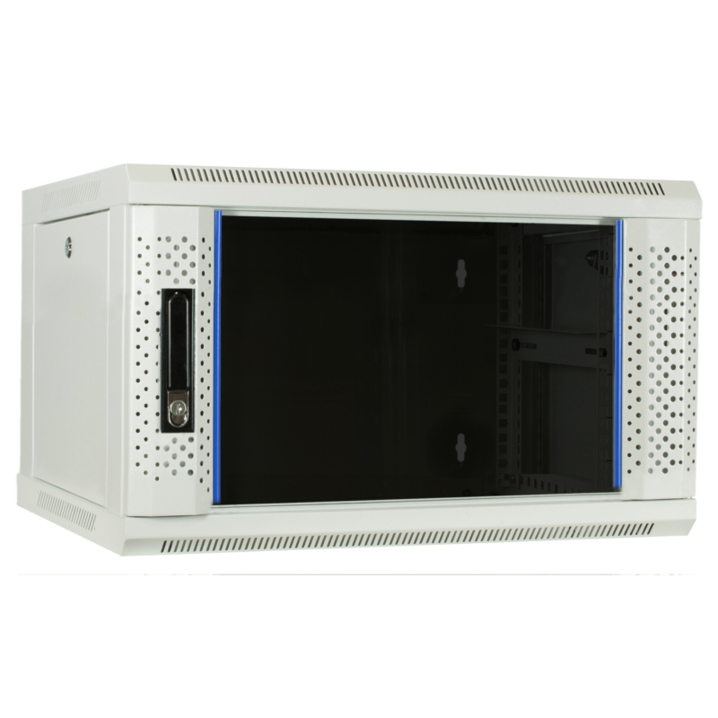 Baie murale blanche 4U avec porte en verre 600x450x280mm (LxPxH)