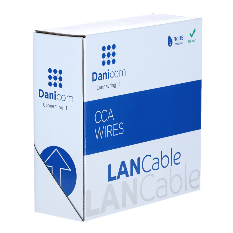 Rouleau câble rigide gris CAT5E F / UTP CCA - 100m
