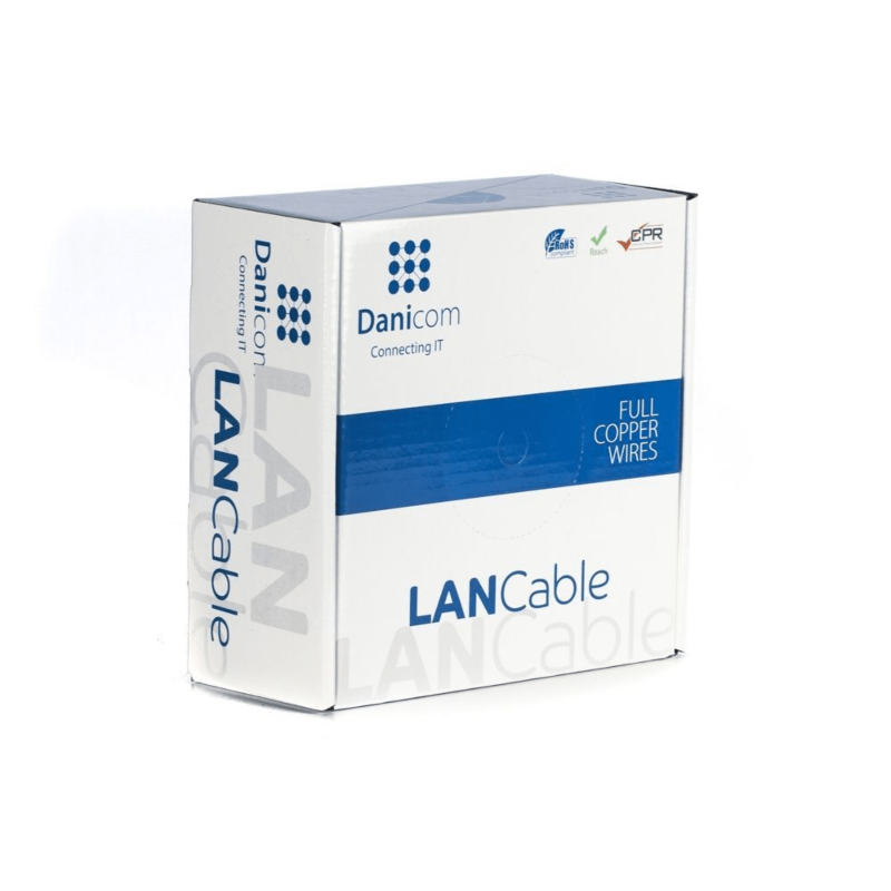 DANICOM CAT7 S/FTP 50 m Câble extérieur rigide sur bobine - PE (Fca)