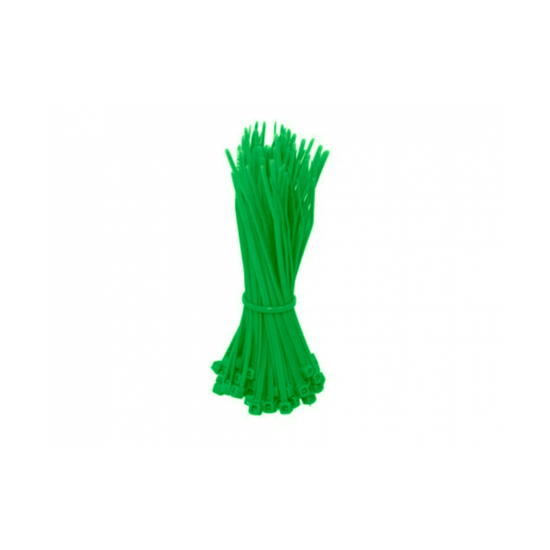 Colliers de serrage 200mm vert - 100 pièces