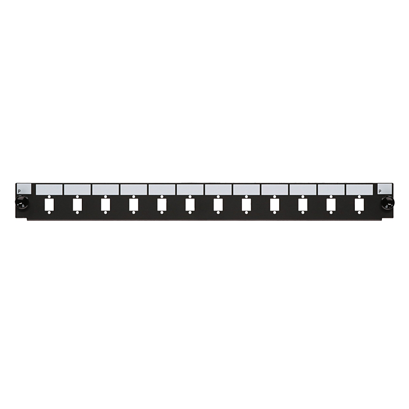 Façade interchangeable pour panneau de brassage LC/SC 12 ports noirs duplex/simplex