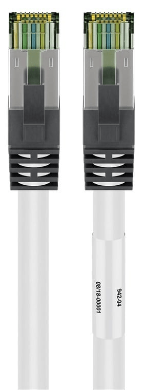 T'nB Câble RJ45 Vers Fiche F Mâle 2 Mètres Blanc - Connexion TV Prise Murale RJ45