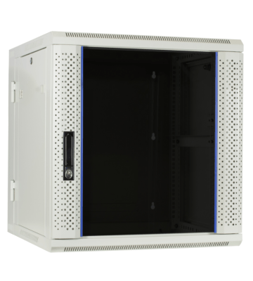 Baie murale 12U blanche (inclinable) avec porte en verre 600x600x635mm