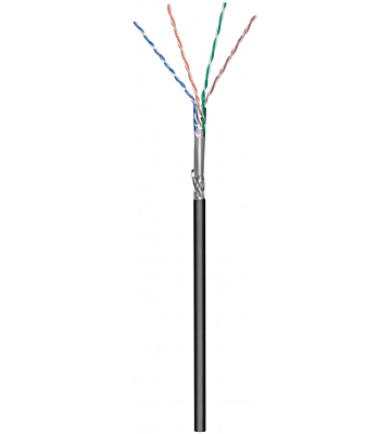 Rouleau câble flexible extérieur noir CAT6 SF/UTP CCA - 100m