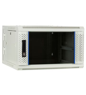 Baie murale 6U blanche (inclinable) avec porte en verre 600x600x368mm