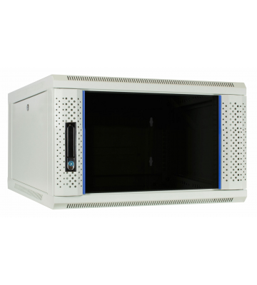 4U Baie murale blanche avec porte en verre 600x600x280mm (LxPxH)