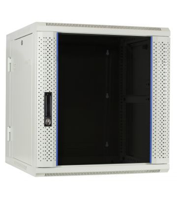 Baie murale 12U blanche (inclinable) avec porte en verre 600x600x635mm