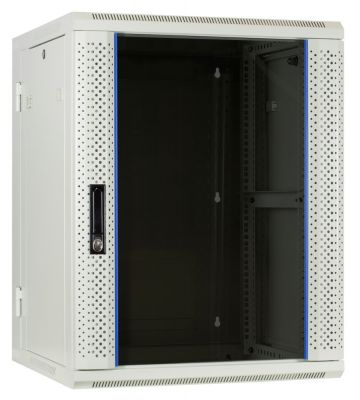 Baie murale blanche 15U (inclinable) avec porte en verre 600x600x770mm
