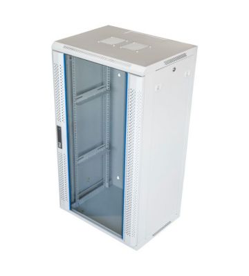 Baie murale blanche 27U avec porte en verre 600x600x1400mm (LxPxH)