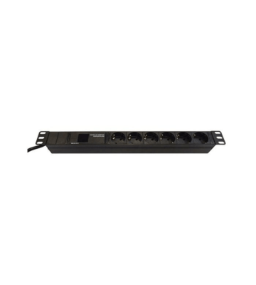19 inch 6 voudige stekkerdoos 2m zwart - met display