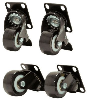 4 roues pour baies de serveur, 2x pivotement et 2x avec frein