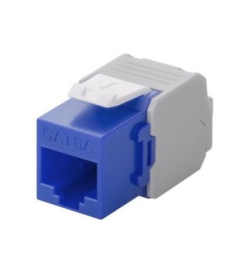 Cat6A UTP Keystone Connector - Toolless - Bleu