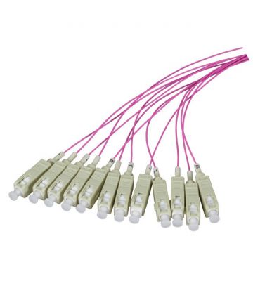 OM4 Fibre de verre Pigtail LC - 12 pièces