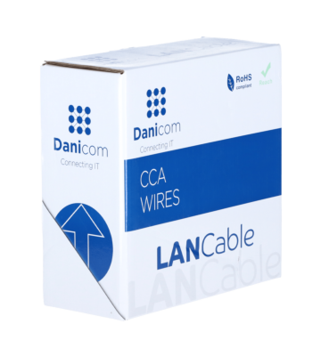Rouleau câble rigide gris CAT5e U/UTP CCA - 50m
