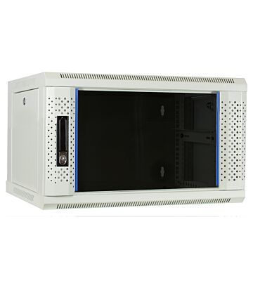 Baie murale blanche 6U avec porte en verre 600x450x368mm