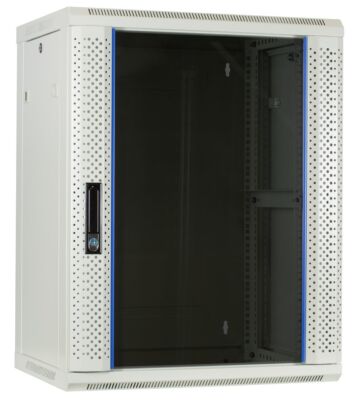 Baie murale blanche 15U avec porte en verre 600x450x770mm