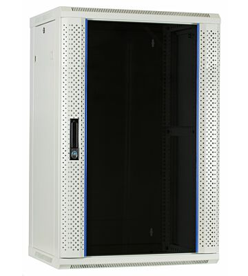 Baie murale blanche 18U avec porte en verre 600x450x900mm