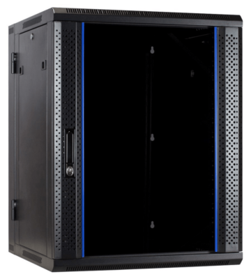 Baie murale 18U (inclinable) avec porte en verre 600x600x1000mm (LxPxH)