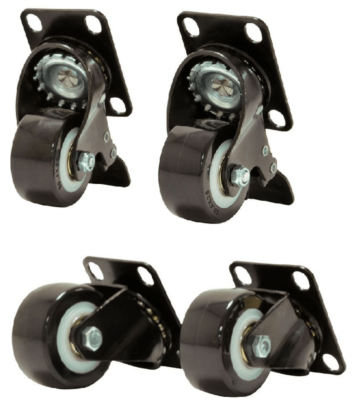 4 roues pour baies de serveur, 2x pivotement et 2x avec frein