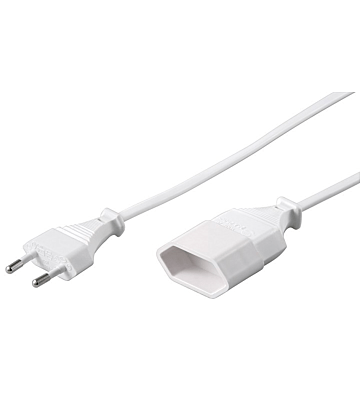 Câble d'extension d'alimentation Euro Plug 5m Blanc