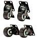 4 roues pour baies de serveur, 2x pivotement et 2x avec frein