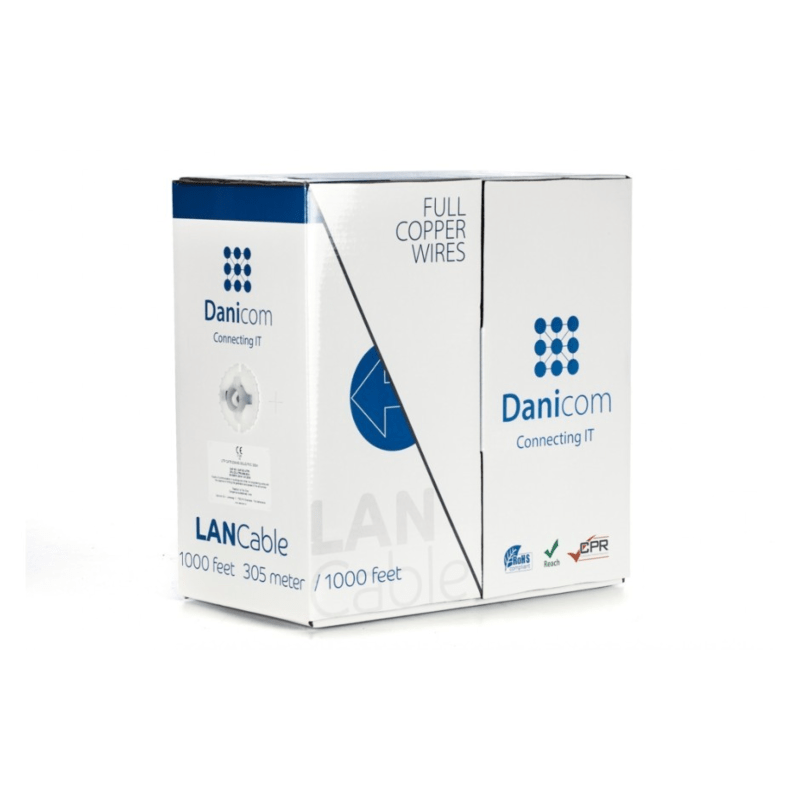 DANICOM CAT6 100% cuivre UTP 305m câble sur bobine rigide - LSZH (Cca)