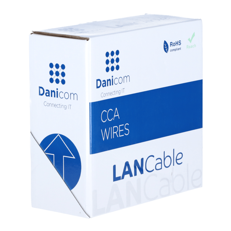Rouleau câble rigide gris CAT5e U/UTP CCA - 50m