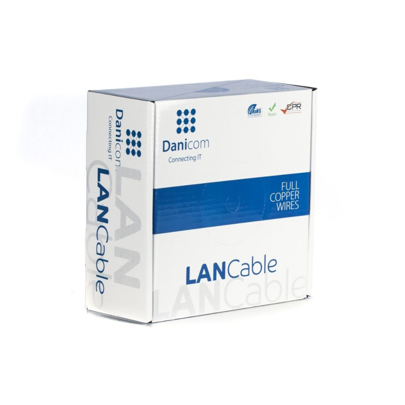Rouleau câble rigide extérieur noir DANICOM CAT6A FTP PE (Fca) - 50m