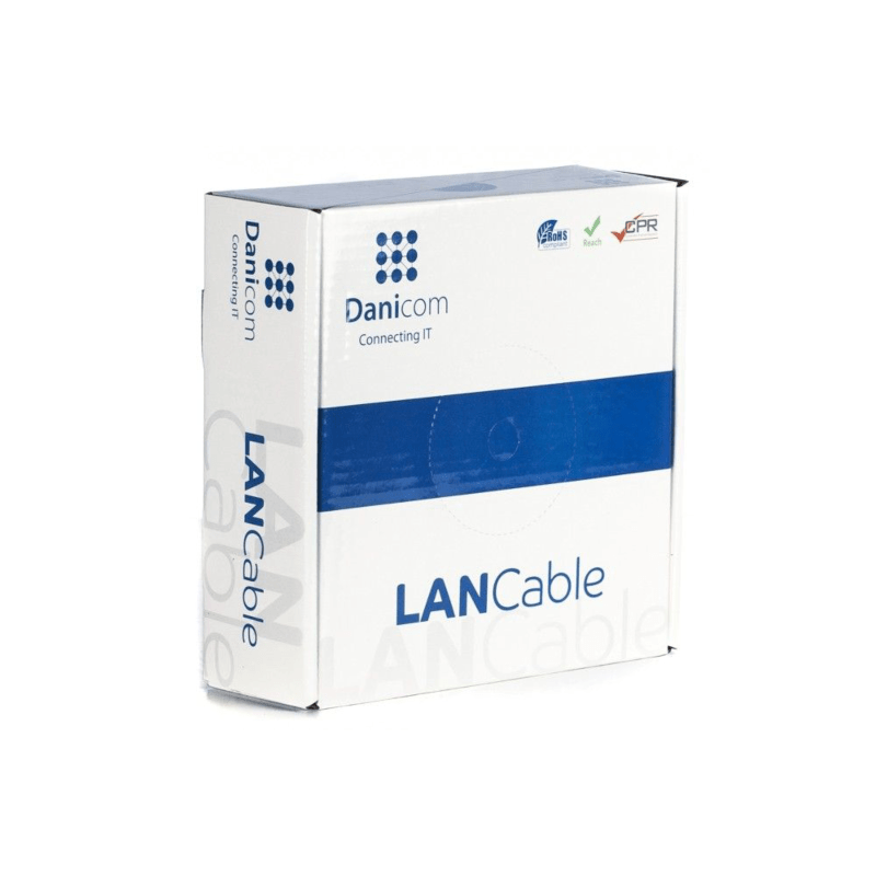 Rouleau câble rigide gris Cat6 U / UTP CCA - 50m