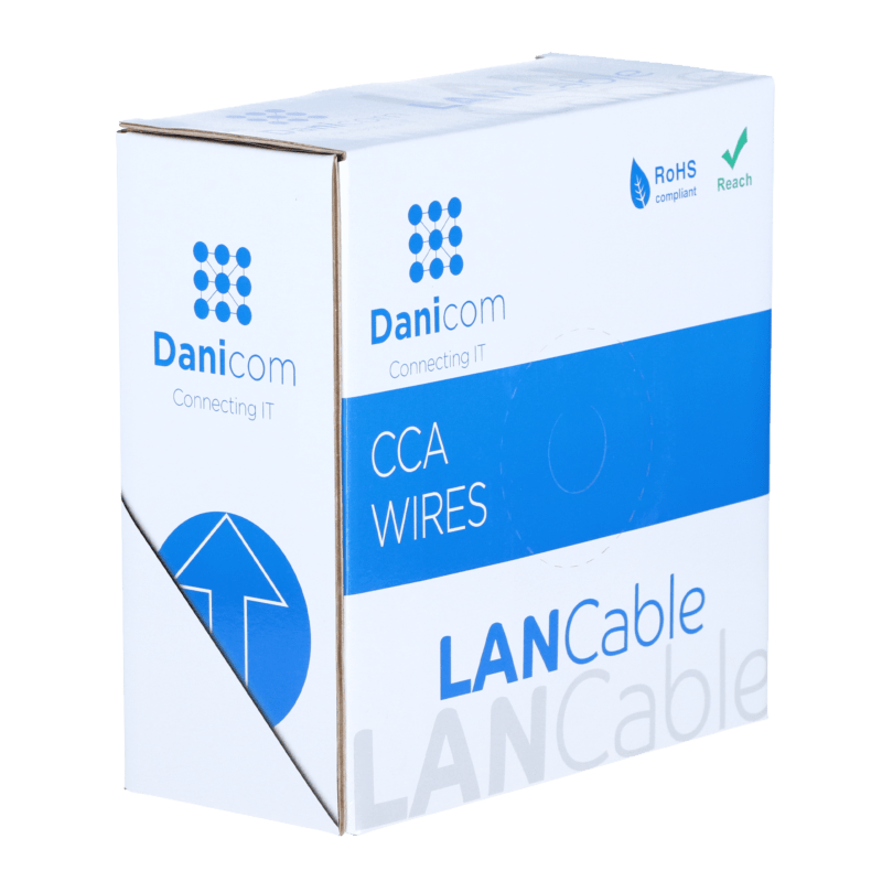 Rouleau câble flexible gris Cat6 SF/UTP CCA - 50m
