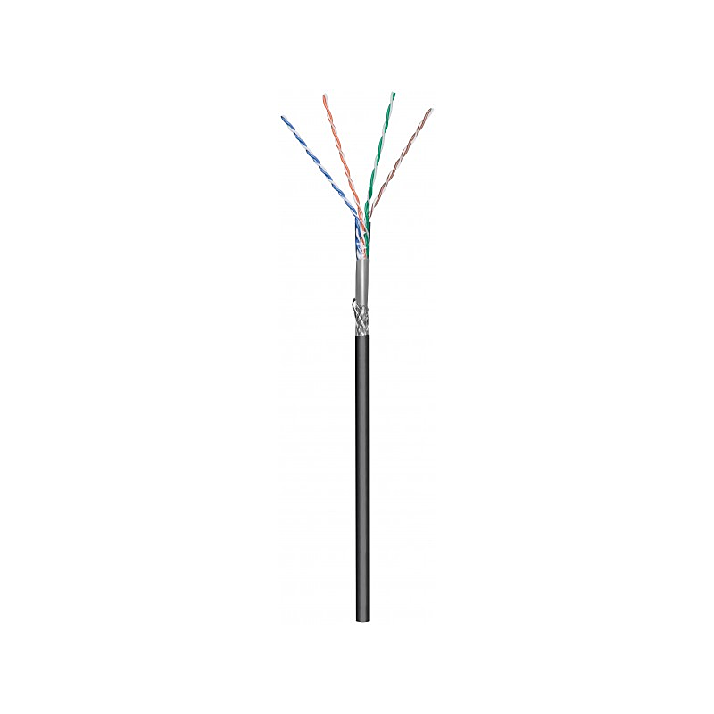 Rouleau câble flexible extérieur noir CAT6 S / FTP CCA - 100m