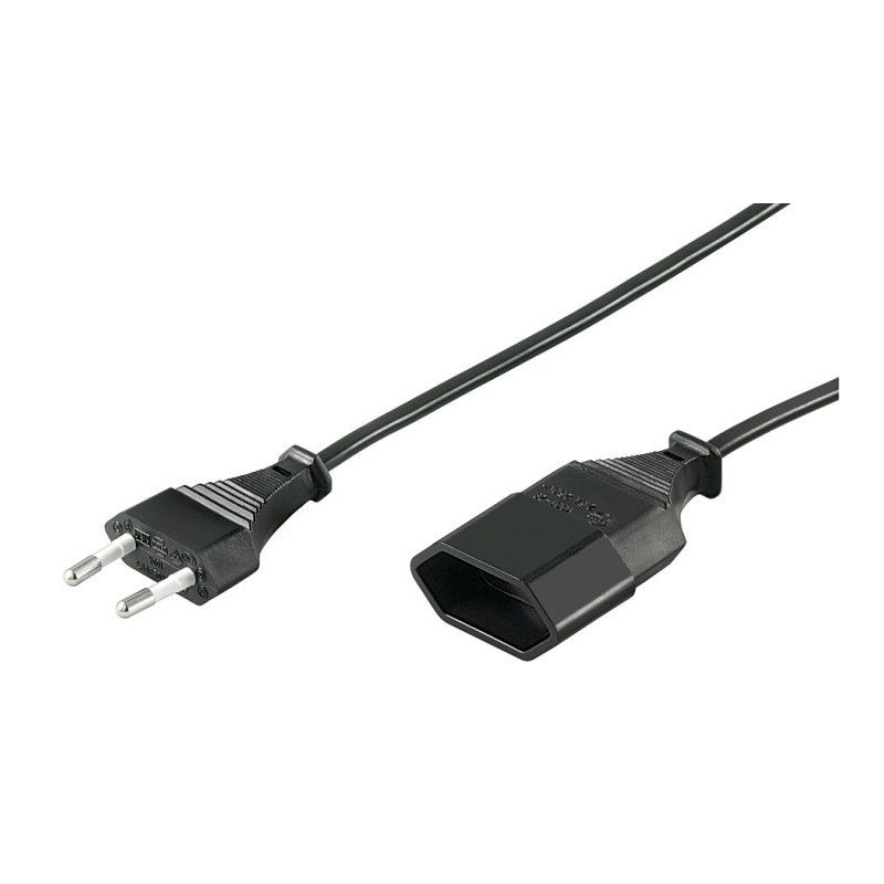 Câble d'extension d'alimentation Euro Plug 5m Noir