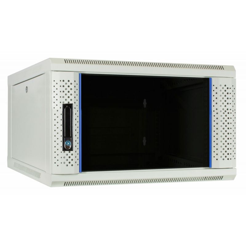 Baie murale blanche 6U avec porte en verre 600x600x368mm