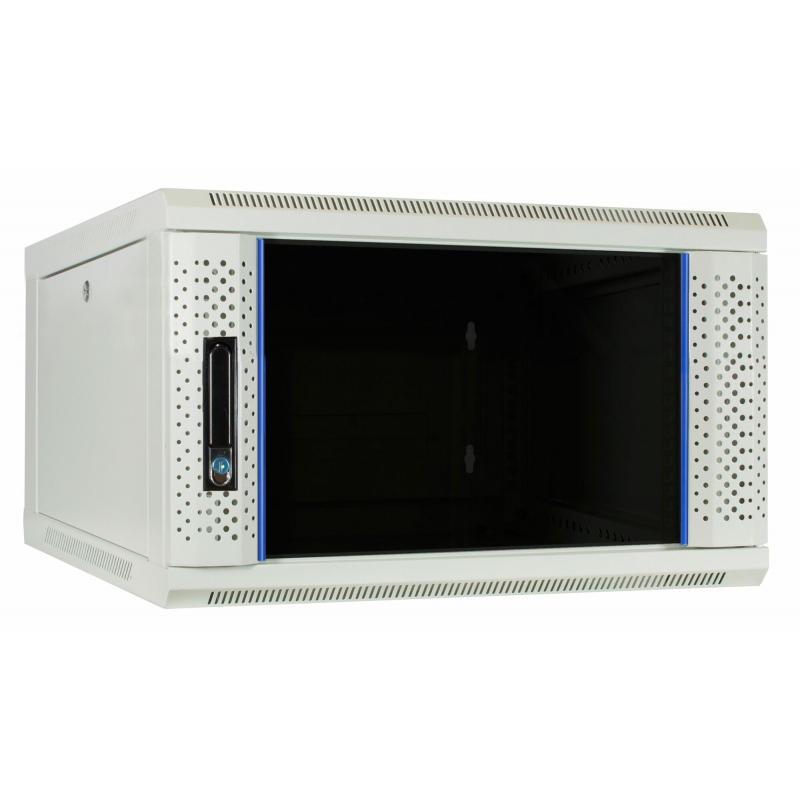 4U Baie murale blanche avec porte en verre 600x600x280mm (LxPxH)