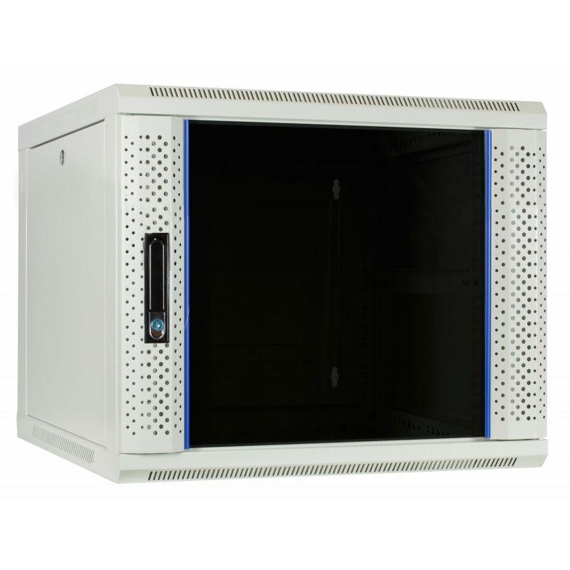 Baie murale blanche 9U avec porte en verre 600x600x500mm