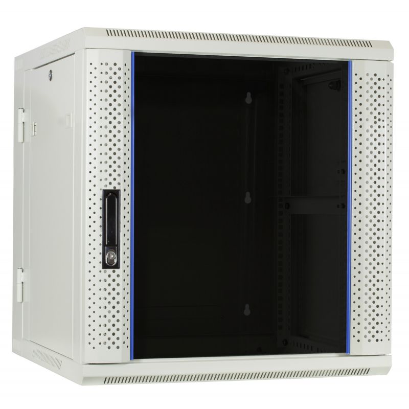 Baie murale 12U blanche (inclinable) avec porte en verre 600x600x635mm