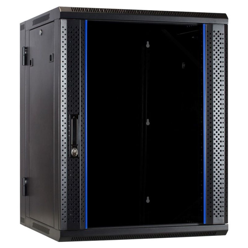 Baie murale 15U (inclinable) avec porte en verre 600x600x770mm