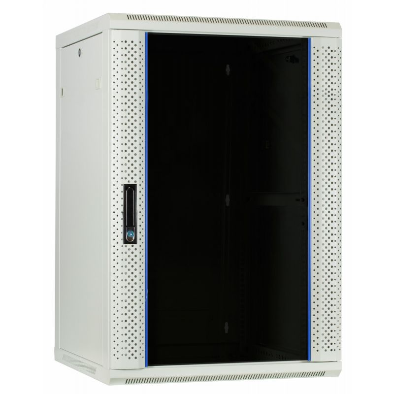 Baie murale blanche 18U avec porte en verre 600x600x900mm