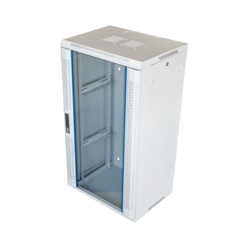 Baie murale blanche 22U avec porte en verre 600x600x1200mm (LxPxH)