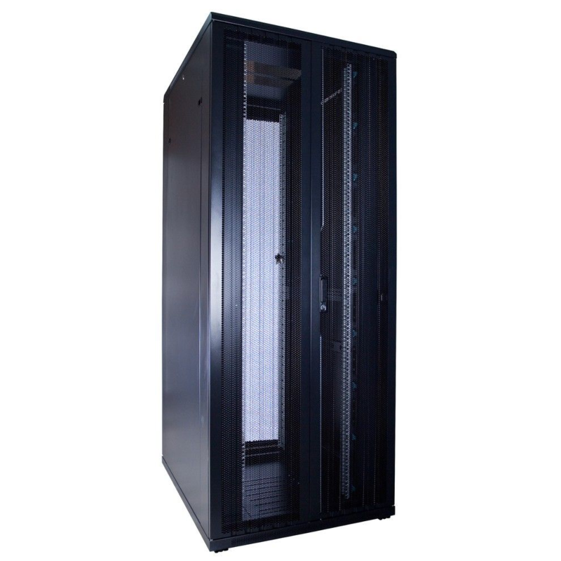 Baie de serveur 42U avec portes avant et arrière doublement perforées 800x1200x2000mm (LxPxH)