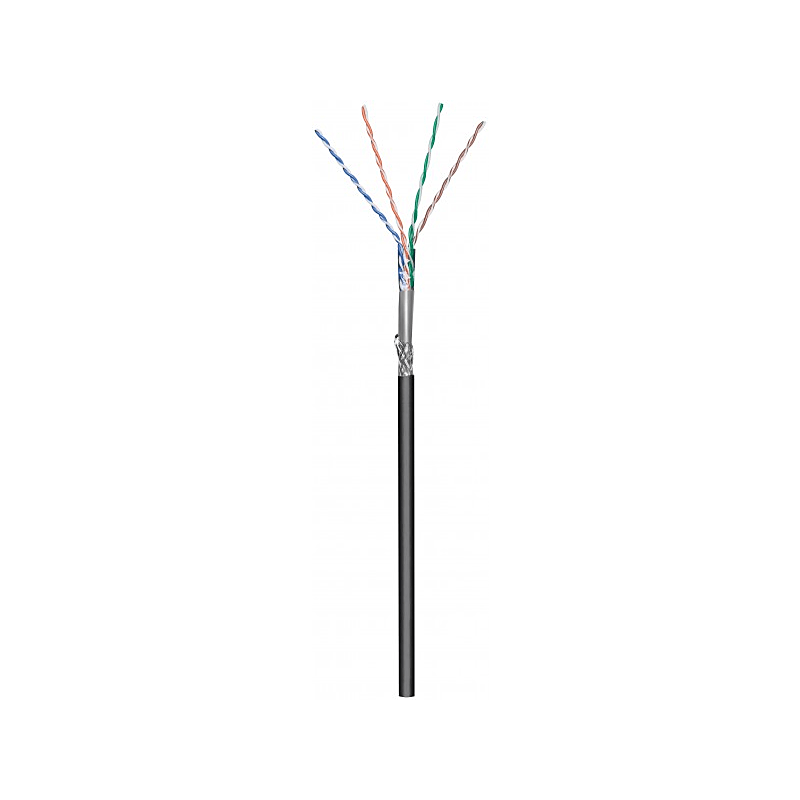 Rouleau câble rigide extérieur noir CAT6 SF/UTP CCA - 100m