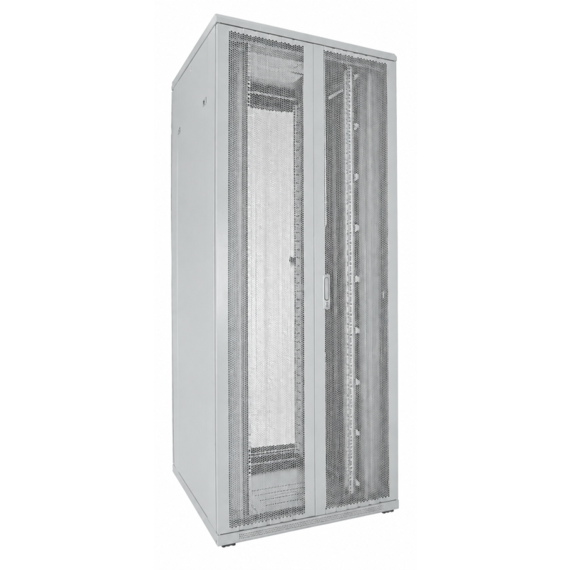 Baie de serveur blanche 42U avec portes avant et arrière doublement perforées 800x800x2000mm (LxPxH)