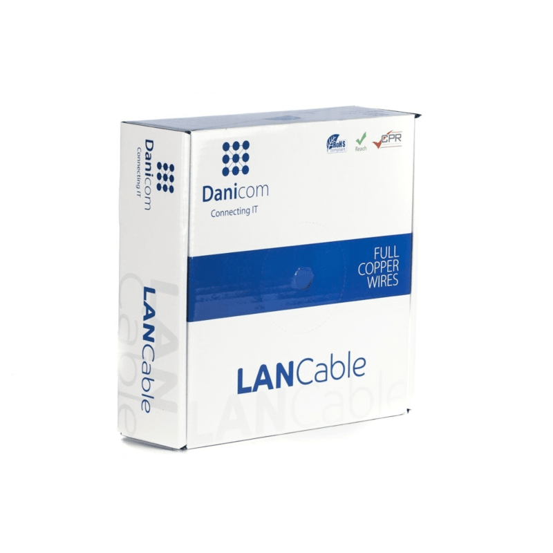 DANICOM CAT6A S/FTP 50m câble sur bobine rigide -  LSZH (Dca)