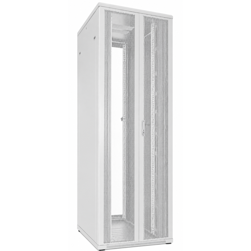 Baie de serveur blanche 47U avec portes avant et arrière doublement perforées 800x1000x2200mm (LxPxH)