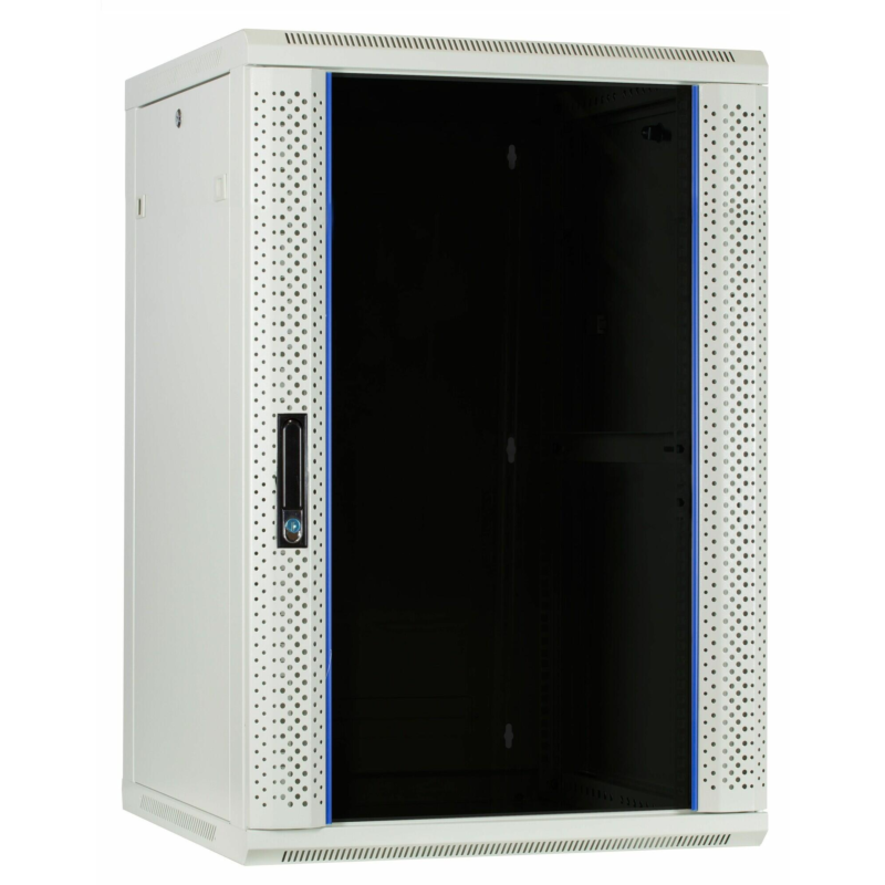 Baie murale blanche 22U avec porte en verre 600x600x1200mm (LxPxH)