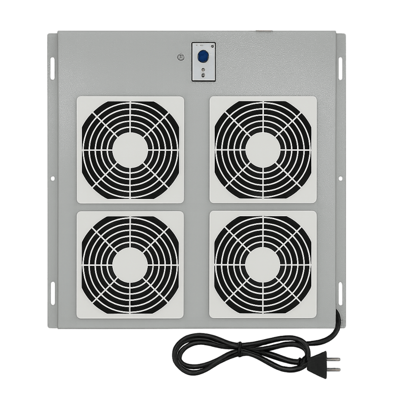 Kit de ventilation comprenant 4 ventilateurs et un thermostat adapté aux baies serveurs extérieures