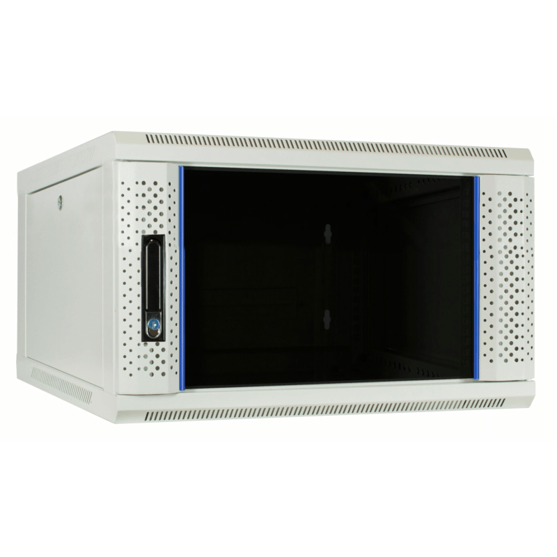 4U Baie murale blanche avec porte en verre 600x600x280mm (LxPxH)