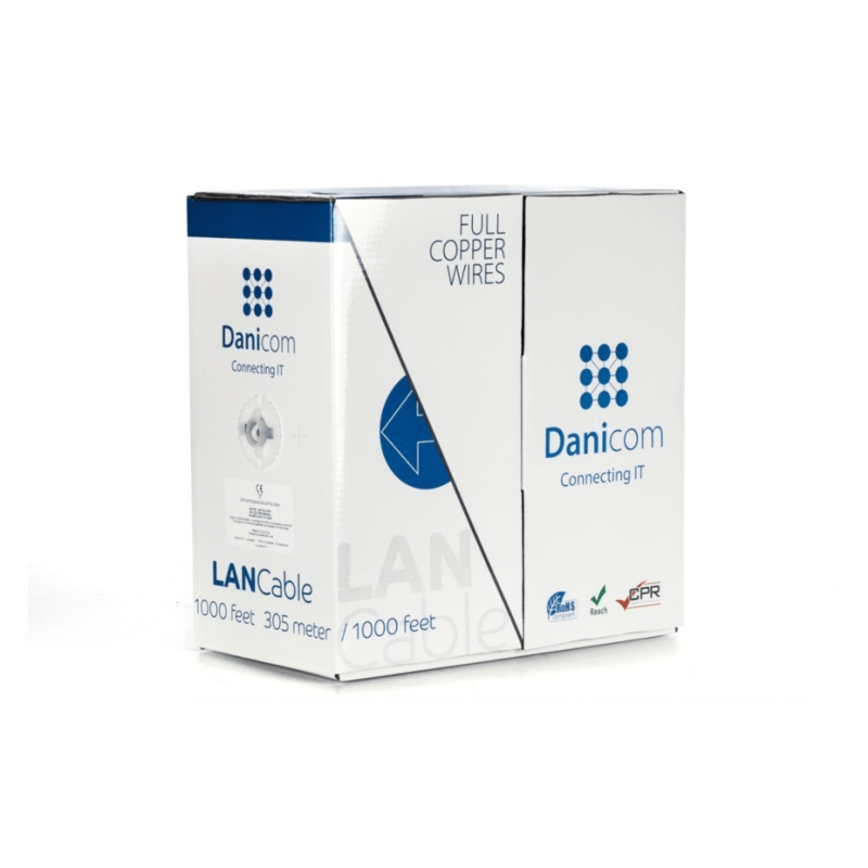 DANICOM CAT6 100% koper UTP 305m kabel op rol stug -  LSZH (Cca)